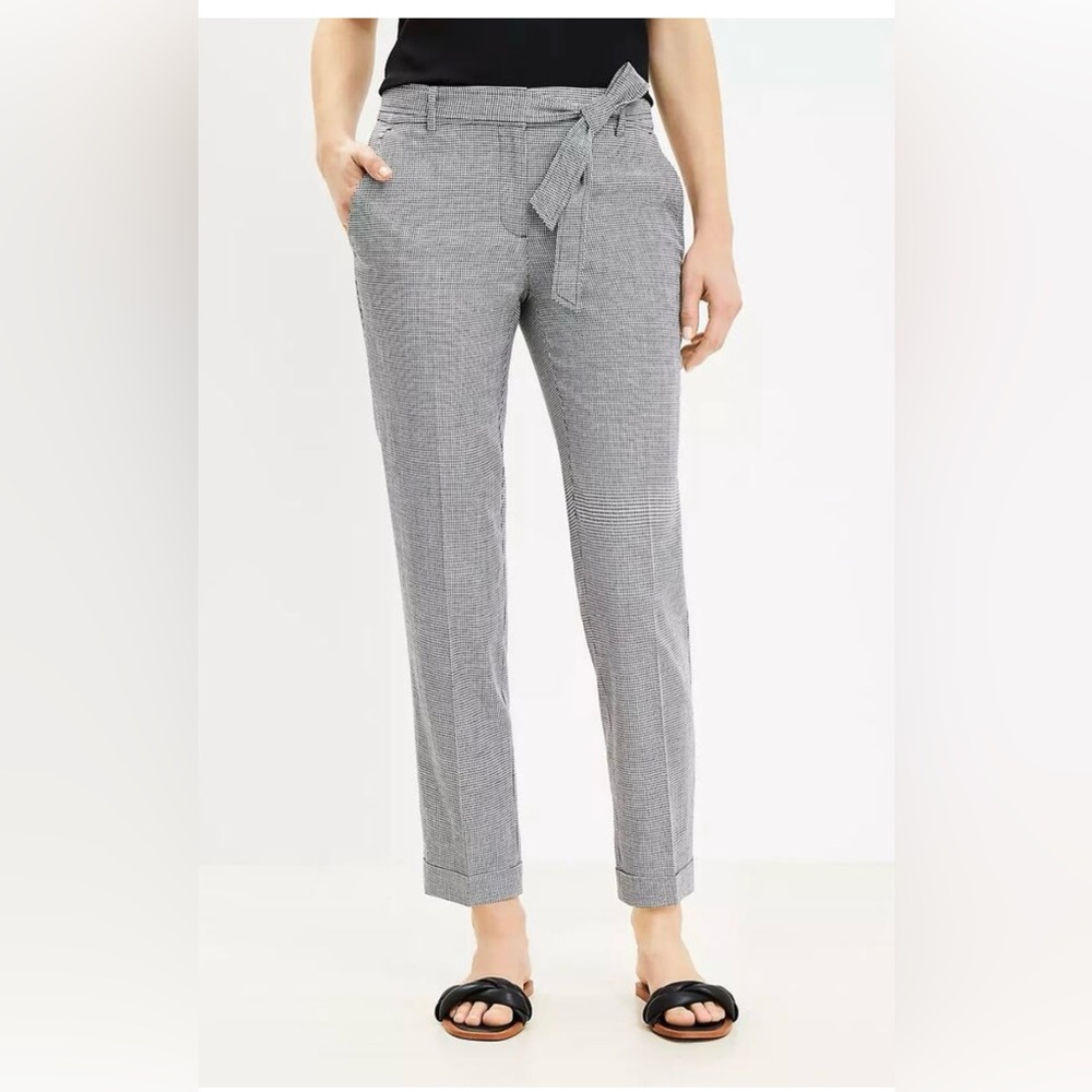 LOFT NWT Black/White Devin Slim Fit Pants